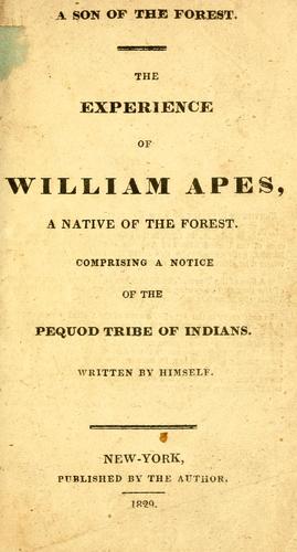 title page of William Apes' A Son of the Forest